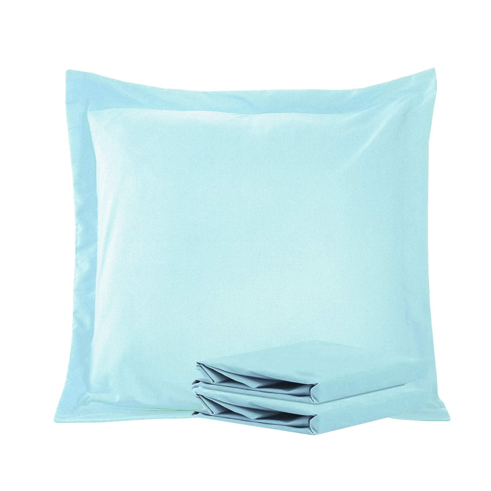 Ntbay 100% Brushed Microfiber 26X26 Euro Pillow Shams Set Of 2, Super Soft And Cozy European Throw Pillow Covers, Wrinkle, Fade, Stain Resistant Square Pillow Cases, Light Blue
